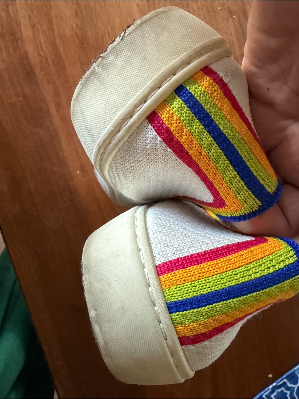 Rainbow Rothy's Cream Slip-On Sneakers with Rainbow Trim - Picture 8 of 10